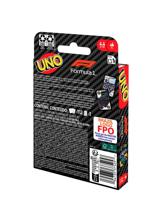 ماتيل جيمز UNO F1 Card Game for Kids, Families, Travel & Camping, Deck Features Images from the World of Formula 1 Racing - Image 4